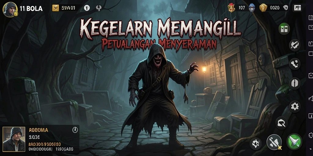 Gameplay seram di 11BOLA dengan suasana yang mencekam.