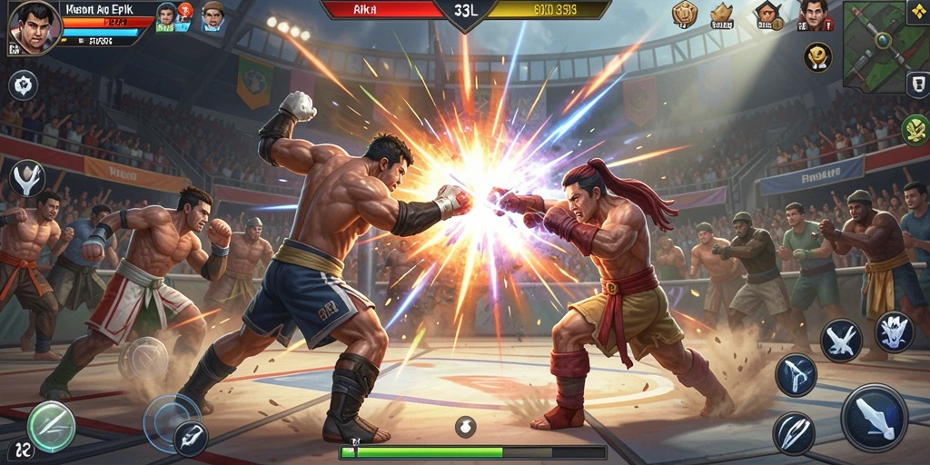 Tampilan pertarungan yang seru dalam game 33L.