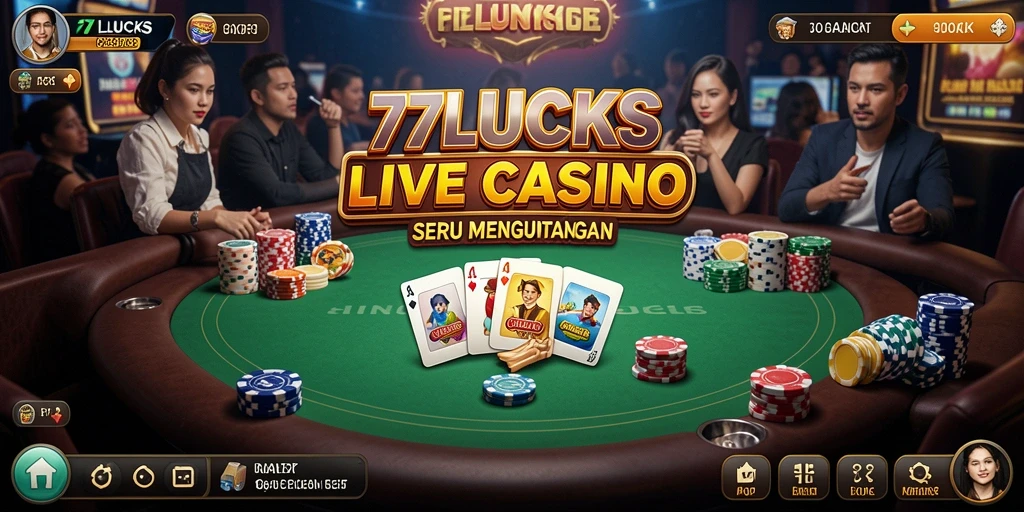 Screenshot gameplay Live Casino di 77LUCKS yang mendebarkan.