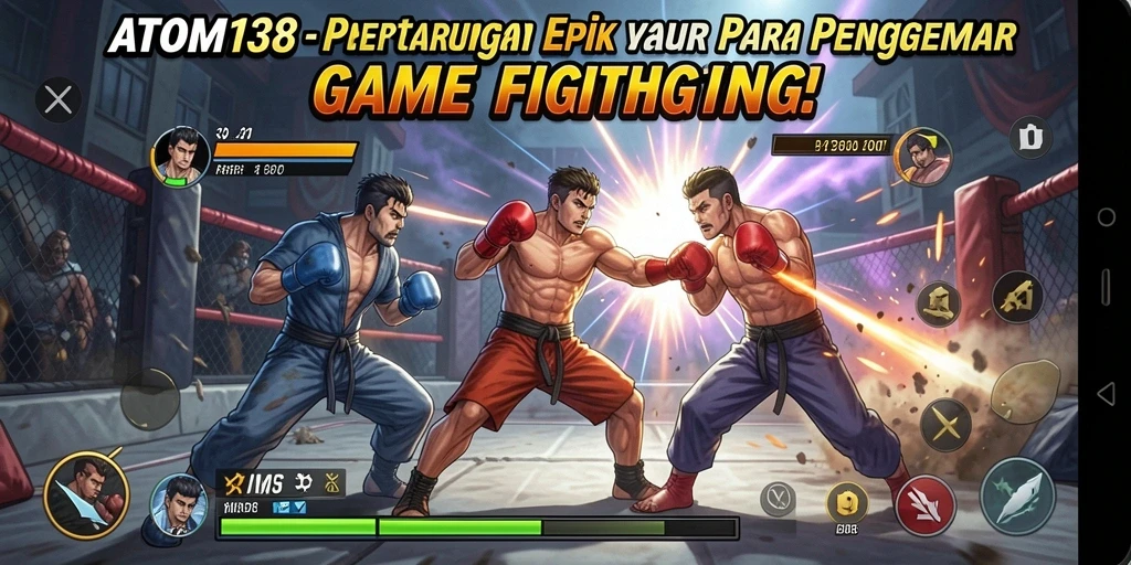 Screenshot gameplay ATOM138, menunjukkan aksi pertarungan yang mendebarkan.