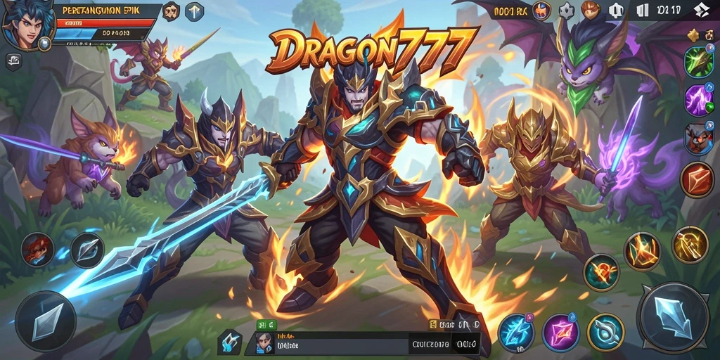 Screenshot utama dari gameplay <strong>DRAGON777</strong> yang menampilkan pertarungan seru.