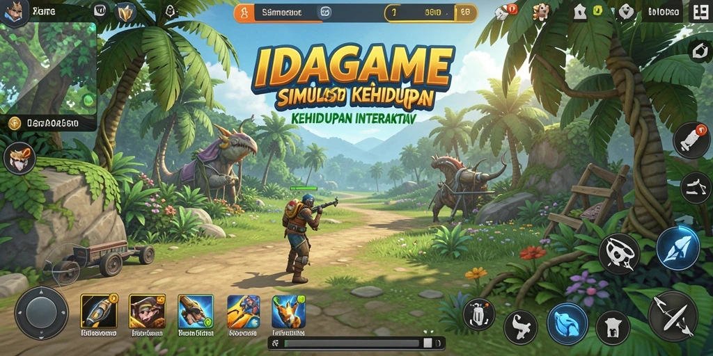Tampilan utama gameplay IDAGAME yang menggambarkan interaksi karakter.
