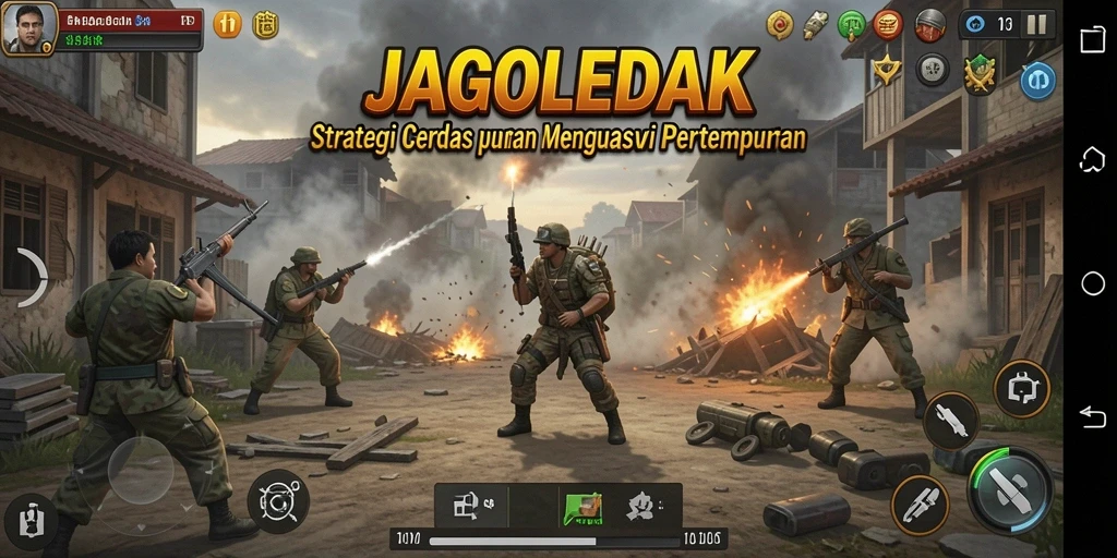 Screenshot gameplay <strong>JAGOLEDAK</strong> yang menampilkan strategi pertempuran.