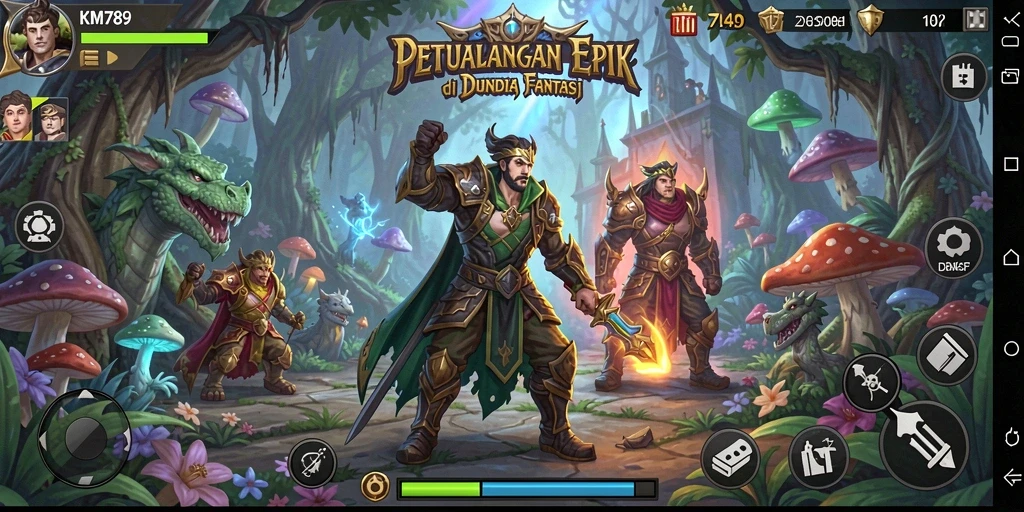 Tangkapan layar gameplay <strong>KM789</strong> menunjukkan aksi pertempuran yang strategis dan mendebarkan.