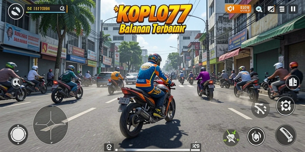 Tampilan gameplay KOPLO77 yang penuh aksi dan menegangkan di jalur balap.