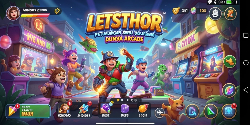 Screenshot gameplay LETSTHOR menampilkan aksi penuh warna dan tantangan seru.