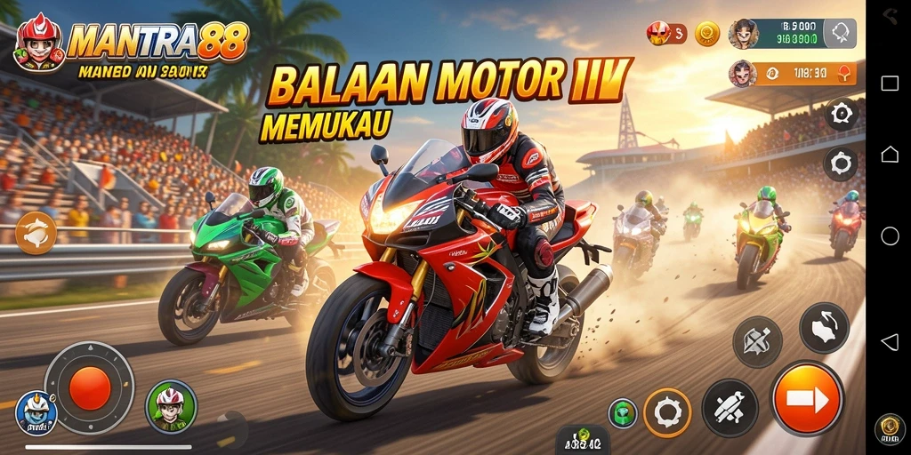 Tampilan gameplay balapan motor yang sangat seru.