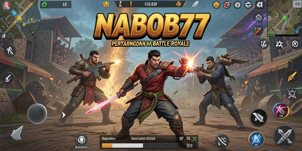 Tampilan seru gameplay NABOB77 dalam pertarungan Battle Royale.