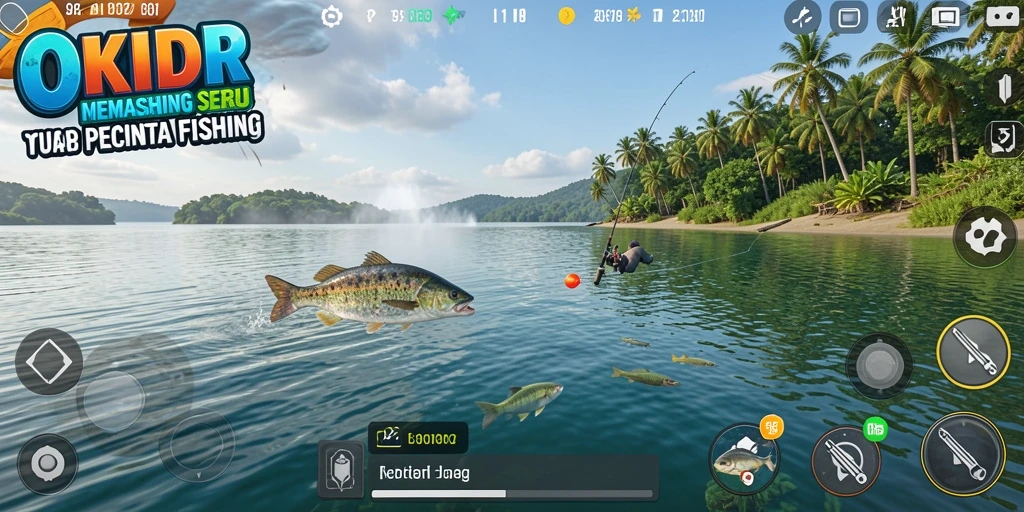 Gameplay menarik dalam aplikasi memancing OKIDR yang menghibur.
