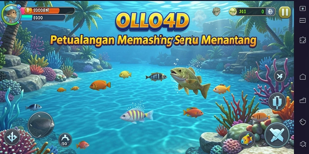 Screenshot gameplay OLLO4D yang menunjukkan aksi memancing yang seru.