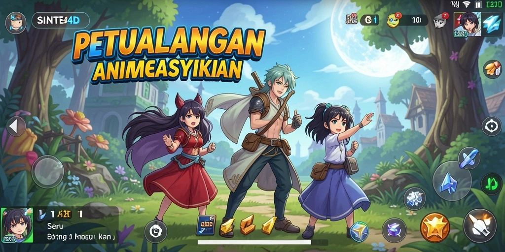 Tampilan gameplay SINTE4D yang menarik dan penuh warna.